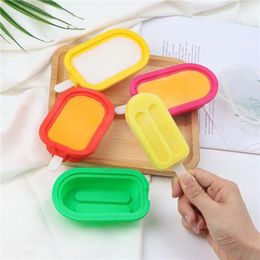 Baking Moulds 4Pcs/set Silicone Ice Cream Moulds With Lid DIY Froze Homemade Popsicle Freezer Mould Tool