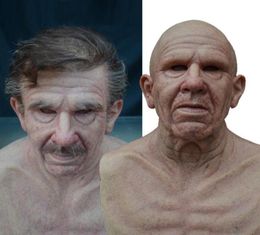 Party Masks 1 Pcs Realistic Old Man Latex Mask Horror Grandparents People Full Head Halloween Costume Props Adult6385636