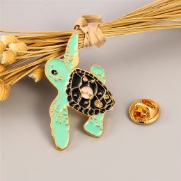 Cute Animal Metal Enamel Brooch Sea Turtle Badge Lapel Pins for Kid Jewellery Accessories Gift