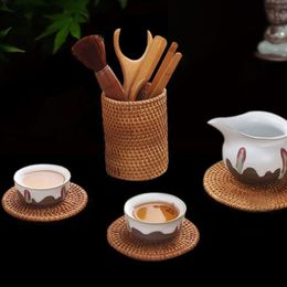 Manual Rattan Chopsticks Tube Shovel Spoons Bucket Dinner Knives Forks Tableware Storage Box Home Storage Baskets Organiser Box