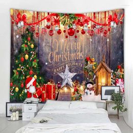 Tapestries Christmas Tapestry Wall Hanging Santa Claus Tree Fireplace Elk Home Bedroom Living Room Decoration