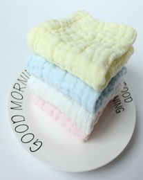 Baby Face Towels 100 Cotton Muslin Towel 6 Layers Newborn Burp Cloths Solid Organza Handkerchief Baby Feeding Cloth 4 Colours 30pc6843966