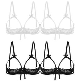 Open Nipple Bra Sexy Erotic Women Open Cup Bra Cut Out Breast Underwear See Through Sheer Lace Lingerie Shelf Underwear258v4726739