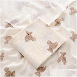 Blankets Swaddling 2 Layer Baby Receive Blanket Cute Soft Cotton Ins Comfortable Summer Bath Towel Drop Delivery Kids Maternity Nurser Otm2P