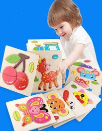 28 Styles Learning Education Wooden Toys Cards 3d Puzzle kids Gift Brain Jigsaw Cartoon Animal Wooden Puzzles Toy Children Educati2760658