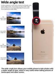 3 in 1 Cell Phone Camera Lens Kit Wide Angle Macro Fisheye Lens Universal for Smart Phones iPhone Samsung Android Black