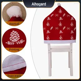 Chair Covers Cloth Slipcovers Printing Reusable Xmas Slipcover Christmas Decoration Dining Cover Red Dirt Resistant 62g