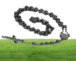 Men039s Women039s Stainless Steel Pendant Necklace Christ Jesus Crucifix Rosary Beads Ball Chain301O2545907