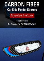 For Bmw E90 E92 E93 Emblem Sticker Decal 20052012 year Carbon Fibre Car Side Turn Signal Light Cover Front Fender Trim6719159