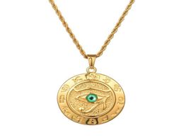 Fashion Men Designer Gold Silver Color Eye of Horus Pendant Necklaces Hip Hop Jewelry 60cm Long Chain Punk Mens Necklace For Gifts6196542