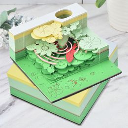 3d Carving Art Memo Pad,pond Fish Design, Convenient Diy Christmas New Notes,good Bookmark,for Luck Year Gifts Not C8z8