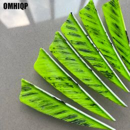 50Pcs 3inch Right/Left Wing Shield Cut Turkey Feathers Fletches Fluorescent Green Ink Design Archery Bow Hunting Accessories