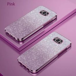Pocox3 X3pro Luxury Glitter Gradient Plating Case For Xiaomi Mi Poco X3 Pro Nfc Gt 5g M3 M4 Women Silicone Shockproof Back Cover