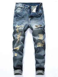 Men's Jeans Men Ripped Frayed Bleach Wash Jeans-Look Stylish & Feel Comfortable!