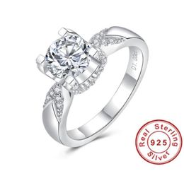 Wedding Rings 1ct 90mm EF Round 18K White Gold Plated 925 Silver Moissanite Ring For Women Diamond Test Passed Woman Girl Gift3465197