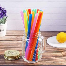 Drinking Straws 100pcs Jumbo Smoothie Colorful Disposable Wide-mouthed Large Straw Plastic Milkshake