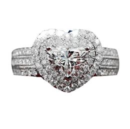 Luxury Heart Shaped Diamond Fashion Women039s Ring Silver Plated Engagement Ring Whole and Retail Size 5126059285