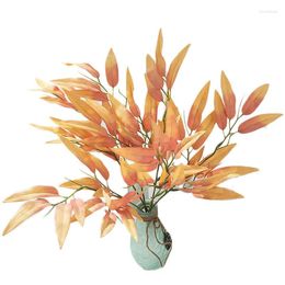 Decorative Flowers Wind Bamboo Leaf Flower Branch Bouquet Artificial Fake Green Plant Wedding Decoration Craft Home Decor