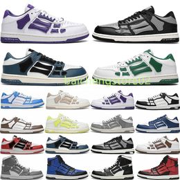 Mens Designer Sneakers Casual Shoes womens trainers Skel Top Low Genuine Leather Sneaker size 3645 black white grey green orange lilac lime ros F2