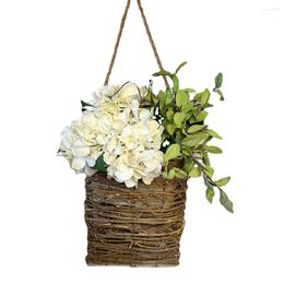 Decorative Flowers Conservatory Wreaths Spring Basket Style Wreath Door Hanger Hydrangea Wildflower Welcoming Atmosphere