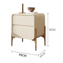 Corner Nordic Style Simple Bedside Table Modern Small Bedroom Wooden Nightstand Art Design Leather Storage Cabinet Furniture