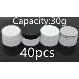 Storage Bottles 40 Piece 30g White Plastic Cosmetic Cream Lotion Jar With Gasket CoverLid Filling Travel Bottle Empty Small Capacity