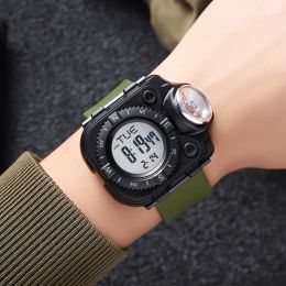 SKMEI 2187 Creative Flashlight Countdown Sport Mens Watches Outdoor Military Waterproof Men Digital Wristwatches Stopwatch Clock