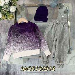 Women's T-shirt Autumn Winter Boys Girls' Same Style Cashmere Sweater Three Piece Set with Blended Soft Skin-friendly