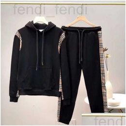 Mens Hoodies Sweatshirts Designer Hoodie Luxury High Quality Plaid Plo Set Loose Casual Sports Suit Womens Digirl W7Ms Drop Delivery A Othdw