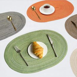 Table Mats Heat Resistant Placemats Simple Design Elegant Woven Cotton Yarn Ellipse Protectors For Home