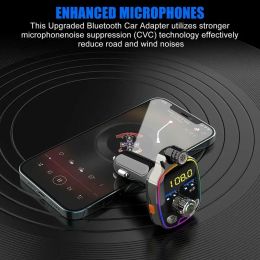 Car Bluetooth-compatible Fm Transmitter Pd Dual Usb Fast Charging Plug Mp3 Player With Colourful Atmosphere Breathing Light