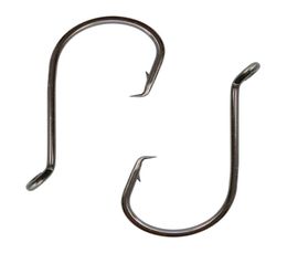 100pcs 7384 High Carbon Steel Fishing Hooks Black Offset Sport Circle Bait Fishing Hook Size 1806441195