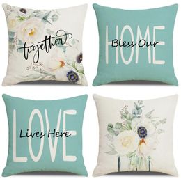 Pillow Boho Simple Floral Cover 45x45cm Square Pillows Home Office Sofa Upholstery Throw Pillowcase Linen Case