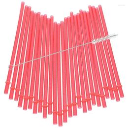 Disposable Cups Straws 25pcs Party Plastic Reusable Festival Drinks Long For Juice Water With Cleaning Brush