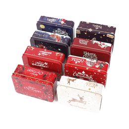 2024 Christmas Tinplate Candy Box Empty Cookie Candy Tin Box Gift Candy Biscuit Bag Party Treat Bag Christmas Gift Box Square