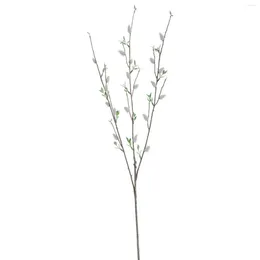 Decorative Flowers Fake Plant Imitation Silver Willow Branch 3-prong European-style Living Room Decoration Artificial And Green Plants