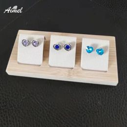 Wood Earring Jewelry Display Tray Portable Stud Holder Ear Clip Storage Stand Ring Piercing Jewellery Organizer Pendant Showcase