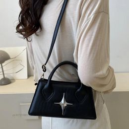 Evening Bags French Quadrangular Star Design Zipper Crossbody Bag Women's 2024 One Shoulder Trend Small PU Black Top-handle