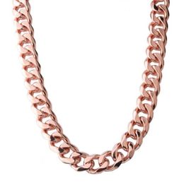 15mm Customization Length Trendy Mens Chain Rose Gold Color Stainless Steel Necklace For Men Curb Cuban Link Hip Hop Jewelry Chain1125785