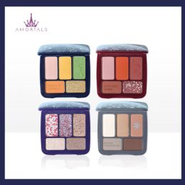 Shadow Amortals 5 Colours Eyeshadow Palette Matte Shimmering Natural Long Lasting No Smudging Eye Shadow Pressed Powder Makeup Tool