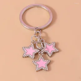 Keychains Cute Enamel Crystal Keychain Star Key Rings Pendants For Women Girls Holder Handbag Charms DIY Jewellery Gifts