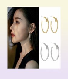 Hiphop Women Earrings Hyperbole Crystal Nail Hoop Earrings for Women Rhinestone Rivet Earrings Femme Brincos Fashion Show Jewelry8748337