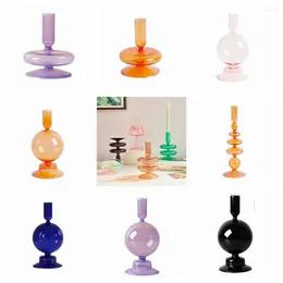 Candle Holders Nordic Fashion Taper Glass Wedding Table Decoration Vase Bookshelf Candles Stand