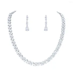 Necklace Earrings Set WEIMANJINGDIAN Brand Arrival Wedding Teardrop Cubic Zirconia Tennis And Drop Earring Bridal Jewelry