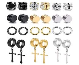 12 Pairs of 316L Stainless Steel Magnetic Earrings for Men and Women Clipon Nonpiercing Cool Earrings Set2244693