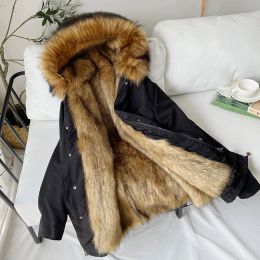 2023 Winter Warm Coats Men Waterproof Jackets Faux Fox Fur Coat for Man and Woman Long Parkas Outdoors Windbreaker Jacket Men