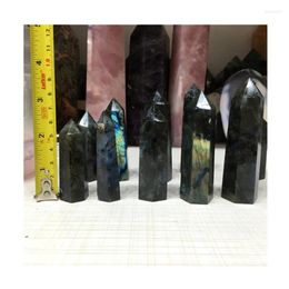 Decorative Figurines Natural Labradorite Crystal Wand Point Healing Gemstone For Gifts