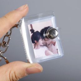 1pcs Pockets Portable Key Chain Jewellery Photos Holder 1/2 Inch Mini Photo Albums For Photos Cards Small Album Book Card Holder