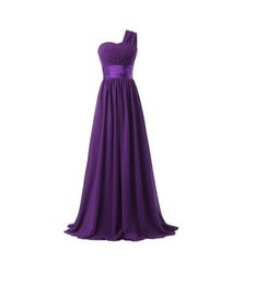 One Shoulder Chiffon Long Bridesmaid Dresses Purple Red Royal Blue Wedding Guest Dress damas de Honour vestidos6301794