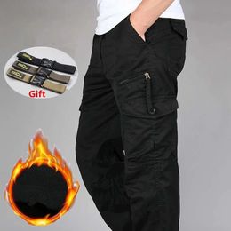 Winter Herren Cargo Hosen Doppelschicht Fleece warme dicke Tarnung Taktische Baumwolle lange Hosen Männer Baggy lässige Baumwollhose 240329